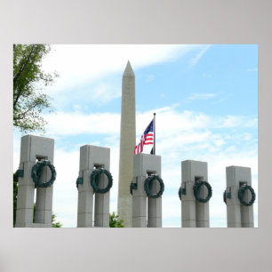 Pôster Memorial do Washington Monument e da WWII em DC
