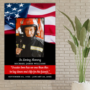 Poster Memorial dos Bombeiros Funeral Em Memória Carinhos