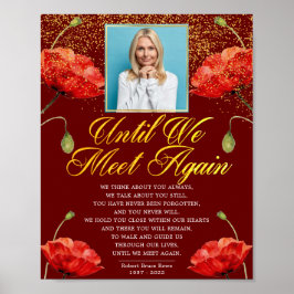 Poster Memorial Elegante Rosa vermelha Funeral Poem Sinal