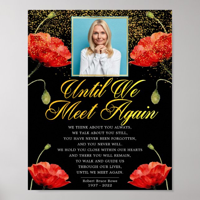 Poster Memorial Elegante Rosa vermelha Funeral Poem Sinal (Frente)