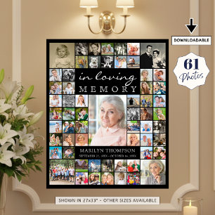 Poster Memorial EM MEMÓRIA 61 Colagem de Fotos Preto