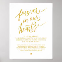 Memorial em ouro para sempre em nossos corações Po