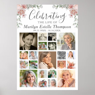 Poster Memorial Floral Celebrando a Vida 21 Colagem de Fo