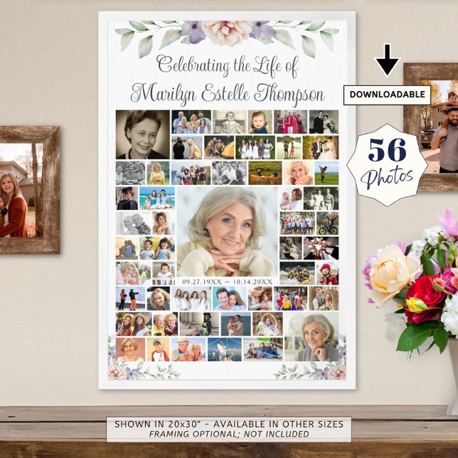 Poster Memorial Floral Greenery 56 Foto Colagem (Criador carregado)