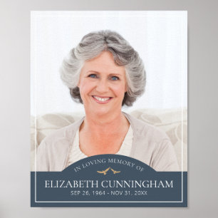 Poster Memorial Funeral Clássico Aves Foto Memória