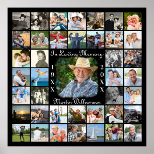 Poster Memorial IN LOVING MEMORY 41 Photo Collage Black