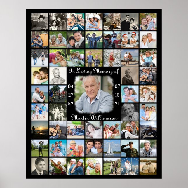 Poster Memorial IN LOVING MEMORY 55 Photo Collage Black (Frente)