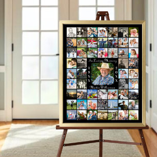 Poster Memorial IN LOVING MEMORY 55 Photo Collage Black