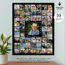 Poster Memorial IN LOVING MEMORY 55 Photo Collage Black