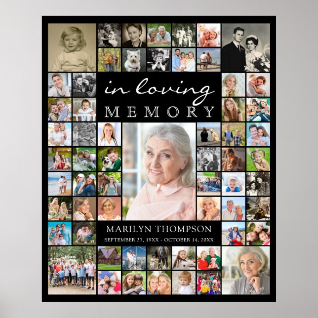 Poster Memorial IN LOVING MEMORY 61 Photo Collage Black (Frente)