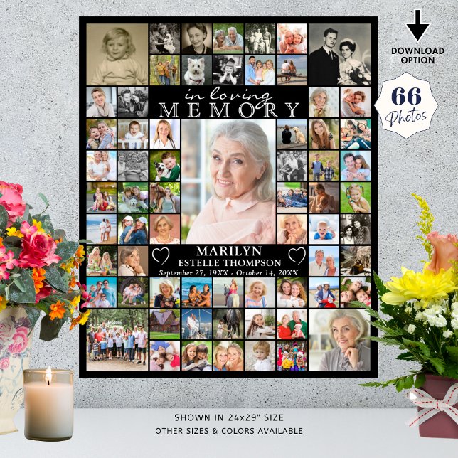 Poster Memorial IN LOVING MEMORY 66 Photo Collage Black (Criador carregado)