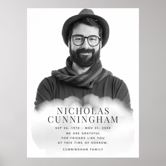 Poster Memorial Na Foto Simples Clássica Moderna Das Nuve (Frente)