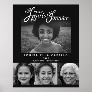 Poster Memorial nos corações fotos funeral preto branco