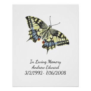 Pôster Memorial Personalizado de Borboleta