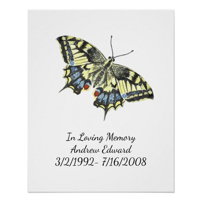 Pôster Memorial Personalizado de Borboleta (Frente)