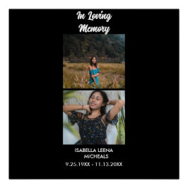 Pôster Memorial Personalizado de Funeral Moderno com 2 Fo