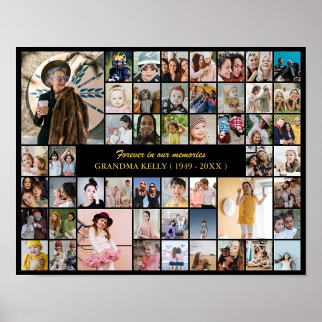 Poster Memorial Photo Collage 50 Picture In Loving Memory (Frente)