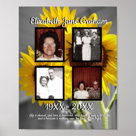 Poster Memorial Quatro Foto Fundo Girassol