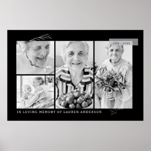 Poster Memorial Simple Modern 4 Photo Grid