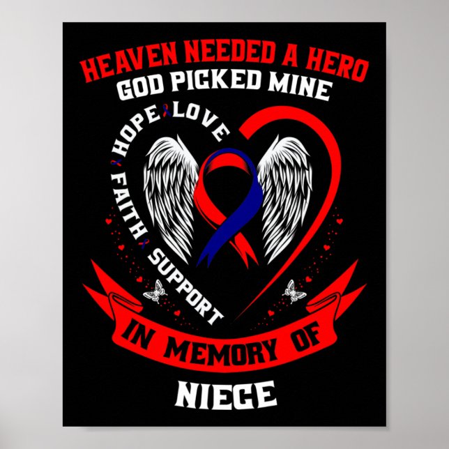 Poster Memorial Vermelho Oferece Perda De Doença Cardíaca (Frente)