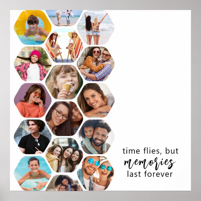 Poster Memórias de Colagem de Fotografias Múltiplas Simpl (Frente)