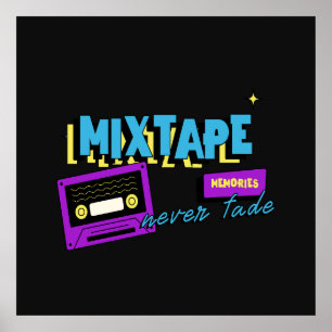 Poster Memórias de MixTape Nostalgia de Cassete Retrô