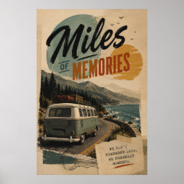 Poster Memórias de uma Viagem Costeira de Camper Antigo