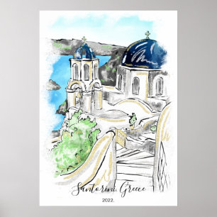 Poster Memórias de Verão da Grécia da Ilha Santorini