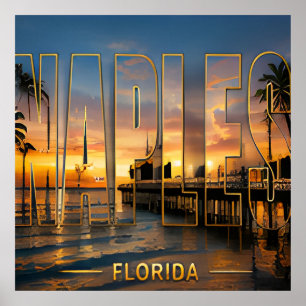 Poster Memórias de Viagem e Férias em Naples Flórida Cost