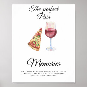 Poster Memórias do Chá de Noiva com Pizza e Vinho com a n