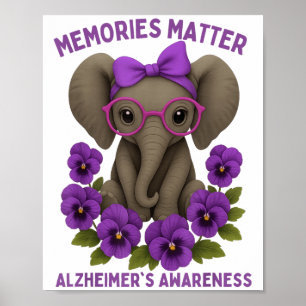 Poster Memórias Flor Elefante Roxo Heimer's Awareness