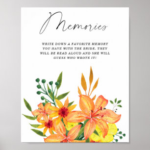 Poster Memórias florais de primavera verão com a noiva