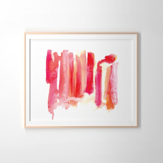Poster Memórias Lipstick Aquarela Lave rosa vermelho (Criador carregado)