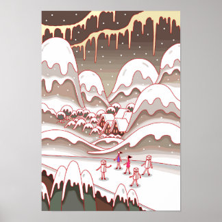 Poster Memórias nostálgicas de paisagens nevadas.