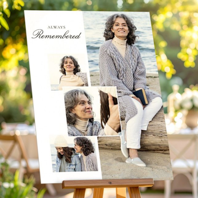 Poster Memory Funeral Minimalist Photo Collage for Mom (Criador carregado)