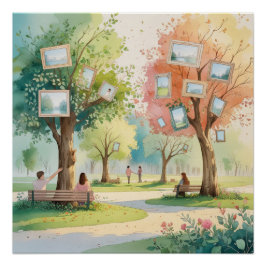Pôster Memory Park – Reflective Watercolor Emotional Art 