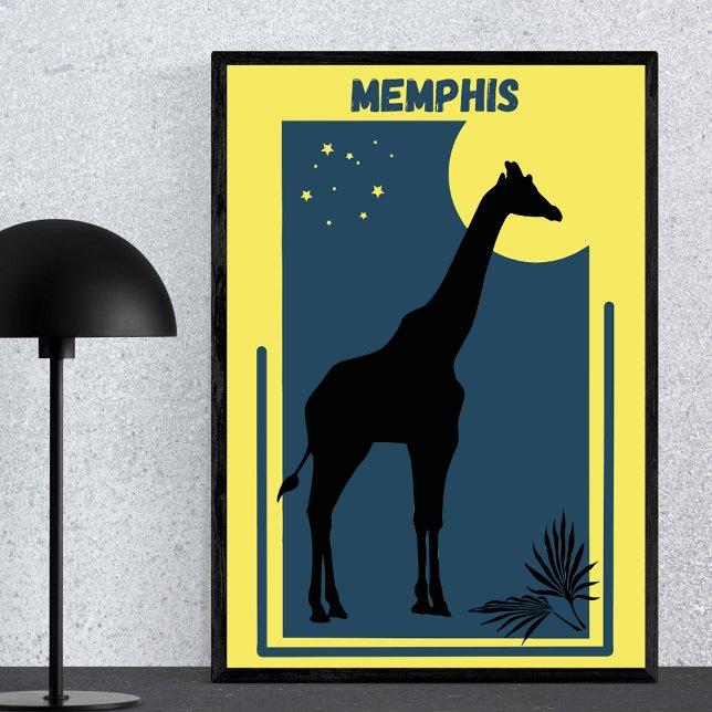 Poster Memphis Zoo Tennessee Vintage Giraffe (Criador carregado)