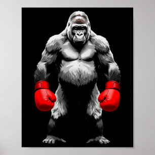 Poster Men Gorilla Fighter Boxer Art Funny Animal Boxin