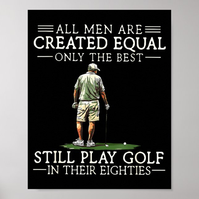 Poster Men Play Golf Eighties 80 Funny Golfer Golfing  (Frente)