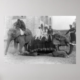 Poster Men Riding Elephants in India PhotographIndia