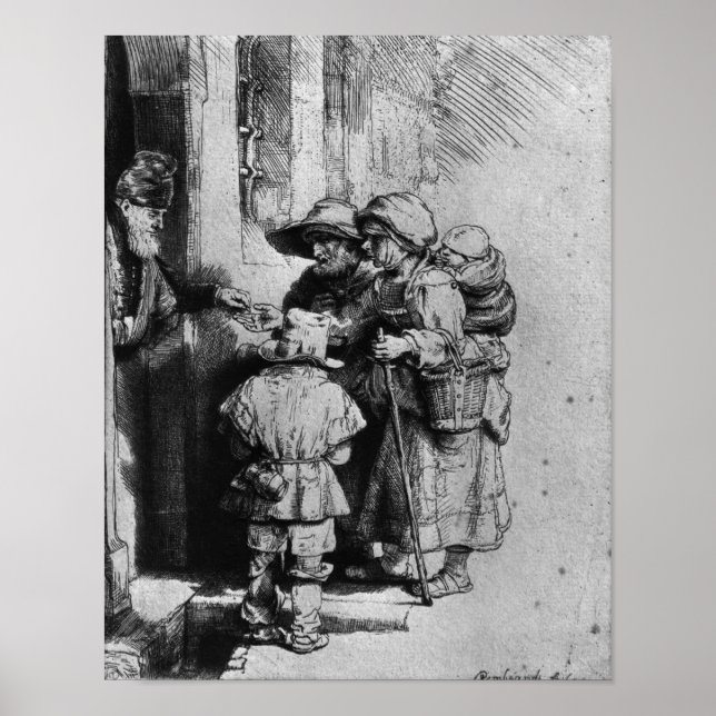 Poster Mendigos na porta de uma casa, 1648 (Frente)