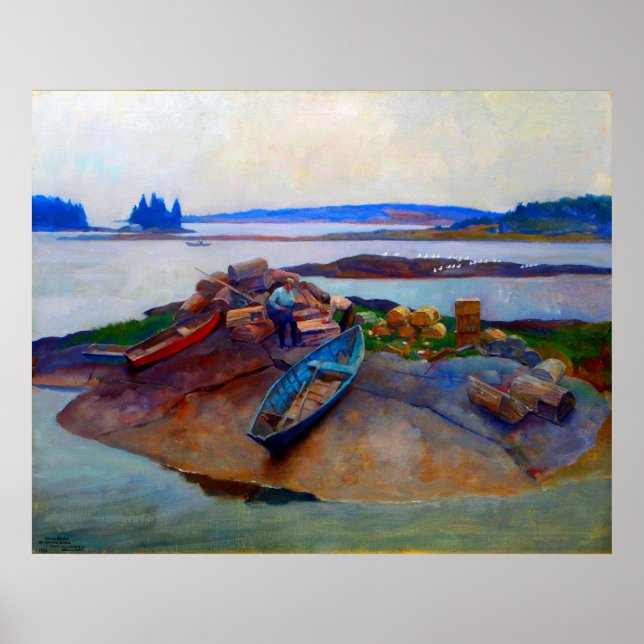 Poster Mending Traps Martinsville Maine N. C. Wyeth 1934 (Frente)