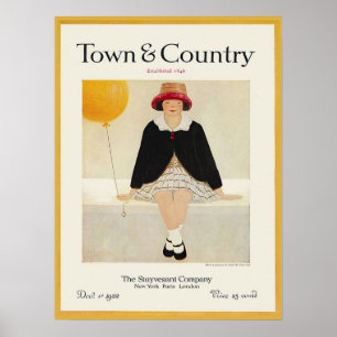 Pôster Menina 1922 do balão do amarelo da capa de revist