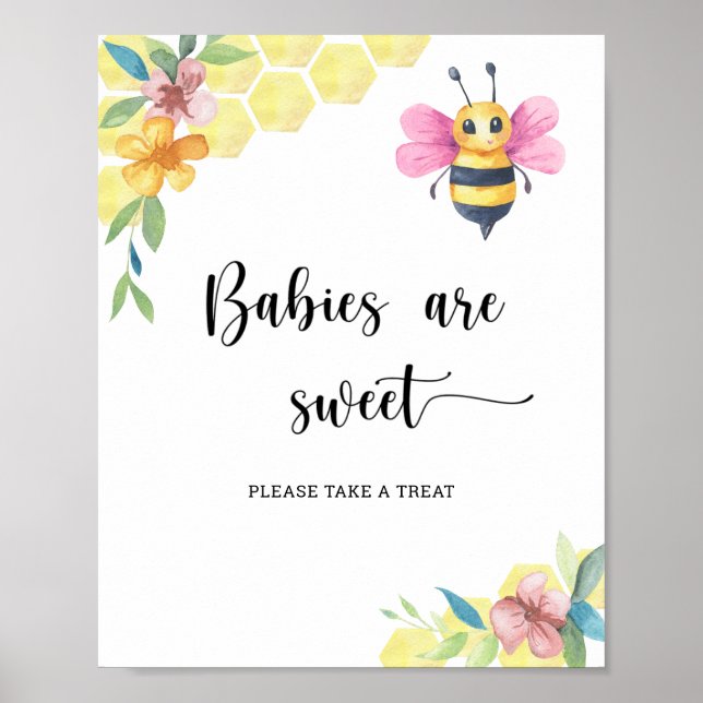 Poster Menina Abelha - bebês são doces  (Frente)