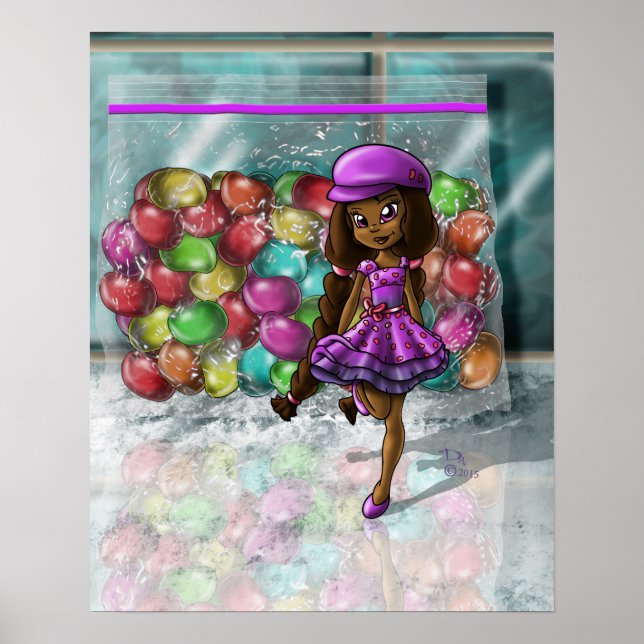 Poster Menina Afro-Americana e Jellybeans (Frente)
