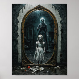 Poster Menina amaldiçoada num espelho demoníaco