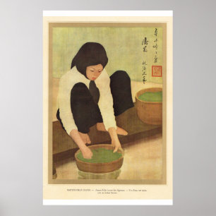 Poster Menina asiática clássica do vietnamita da arte