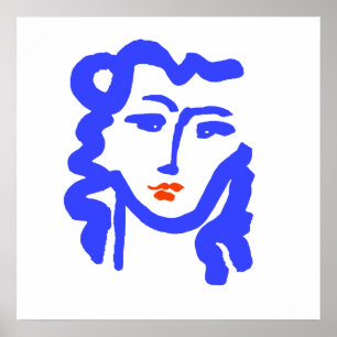 Poster Menina azul da cara do estilo de Matisse