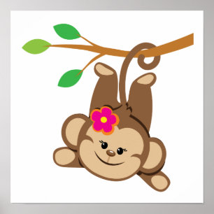 Pôster Menina balançando macaco