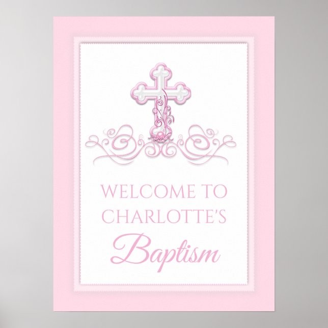 Poster Menina Baptismo Christening Primeiros Sinais Comun (Frente)